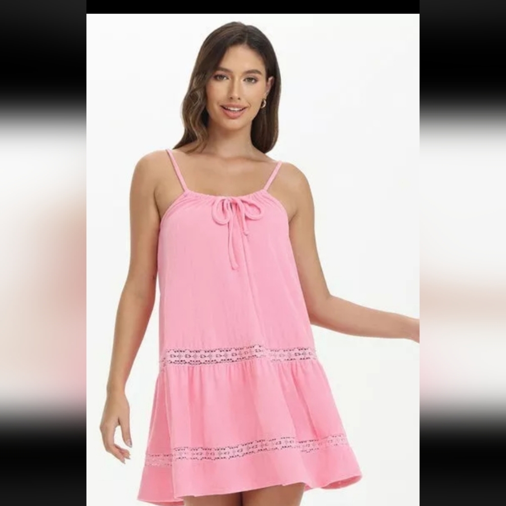 Juicy Couture Towel Terry Lace Trim Tiered Dress With Hole In Lace